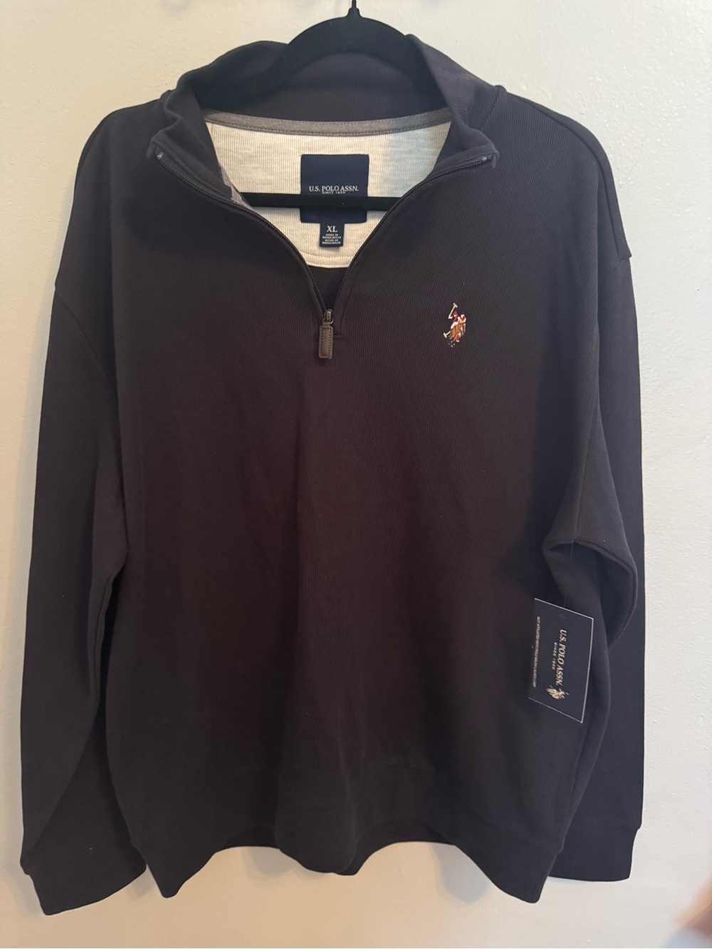 U.S. Polo Assn Men’s XL Black Quarter Zip Pullover Sweatshirt NWT